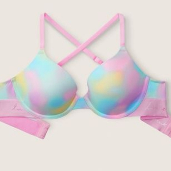 V.S.-4pc Bubble Ombre Blur Wear Everywhere T-Shirt Bra & Matching Panties 36C/S - Picture 8 of 11